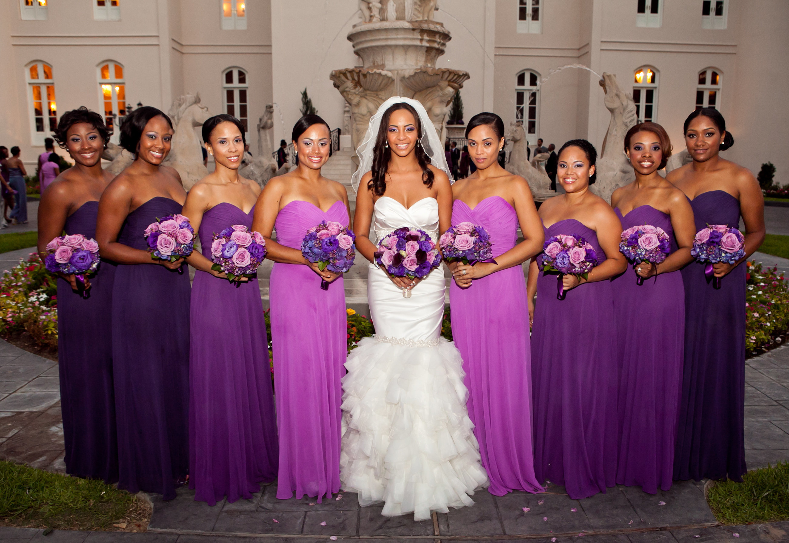 purple ombre bridesmaid dresses